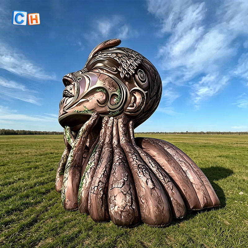 Large inflatable head decoration for outdoor festival stage