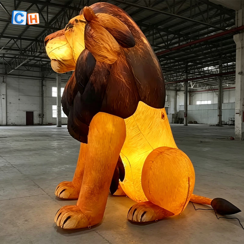 Large LED Light Inflatable Lion Sculpture for Event & Stage Decoration