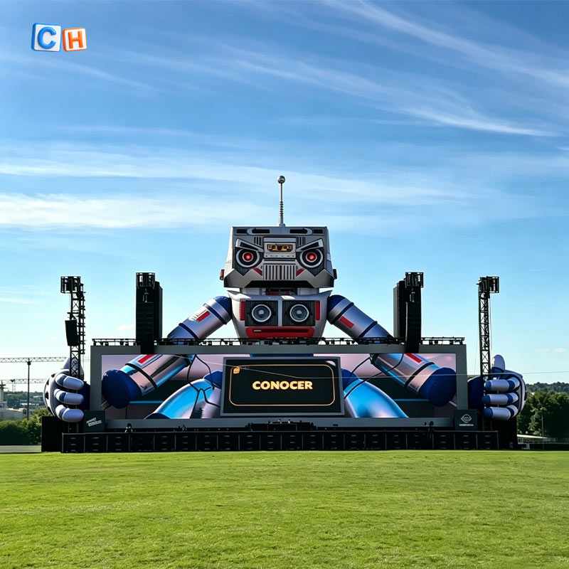 Giant inflatable robot stage decoration for outdoor music festival